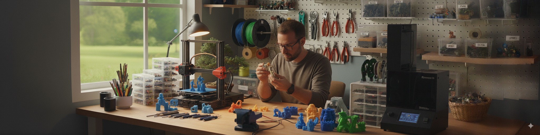 Man with 3D printer
